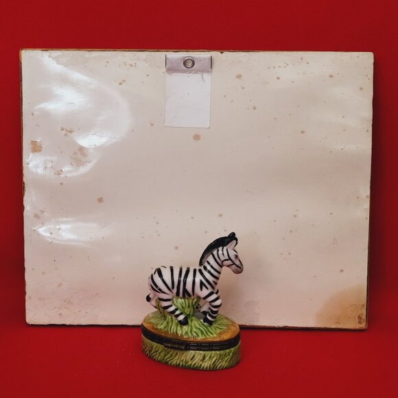 Zebra Drawing Framed Wall Hanging Decor & Zebra Trinket Box - Picture 3 of 11
